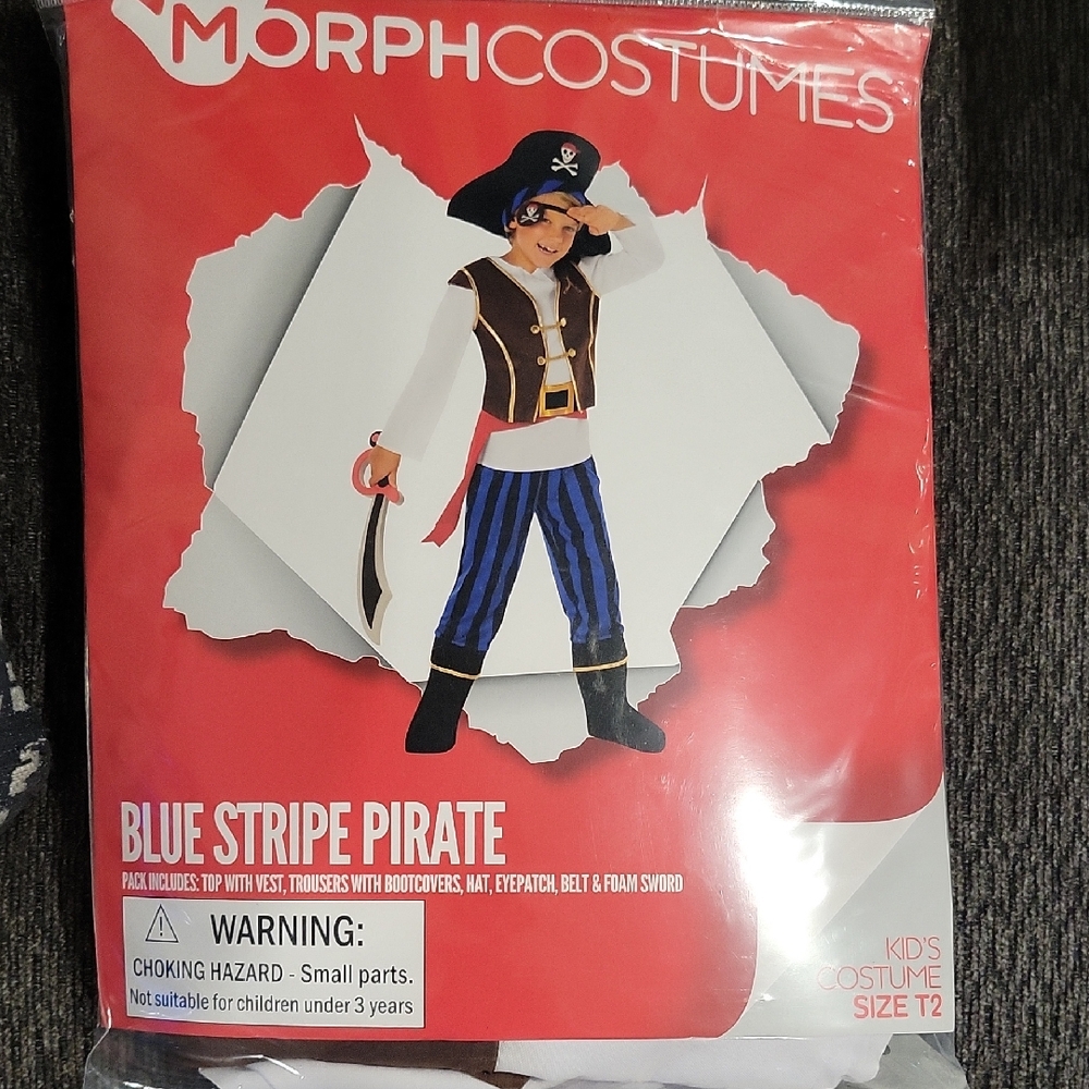 New Blue Strup Pirate Costume. Size 2T.